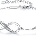 CDE Infinity Heart Symbol Charm Link Bracelet for Women 925 Sterling Silver Stainless Steel Adjustable Anniversary Jewelry Birthday Gifts for Women Wife Girlfriend Her